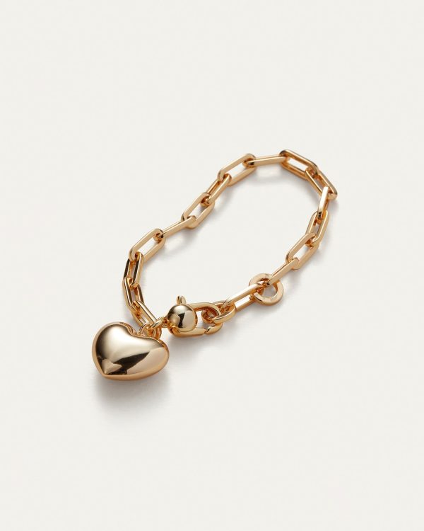 Puffy Heart Bracelet-Gold