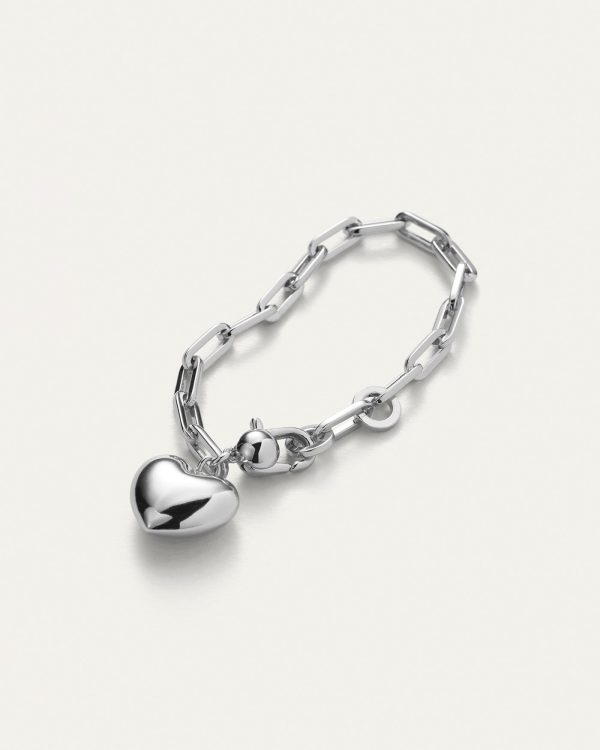Puffy Heart Bracelet-Silver